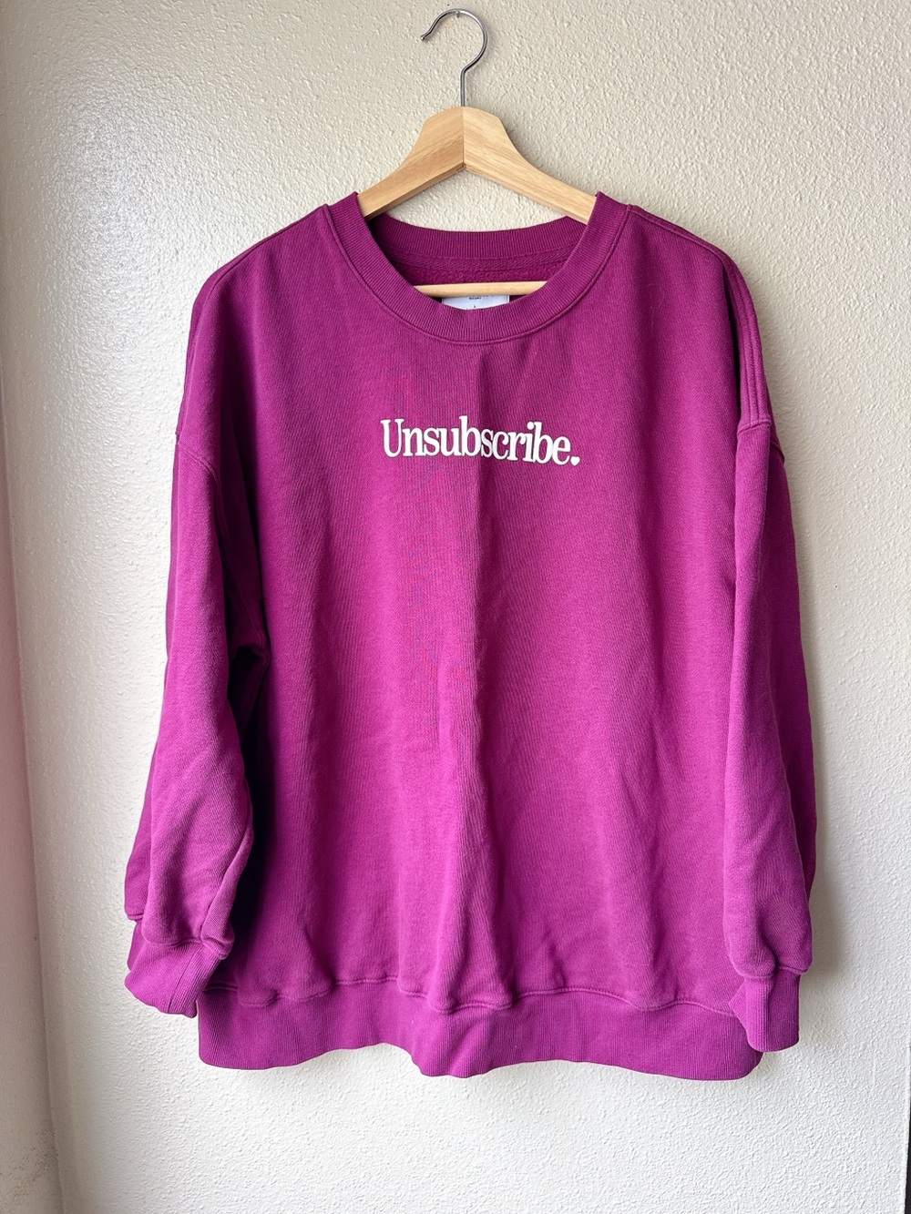 “Unsubscribe” Oversized Crewneck Pullover - Size L